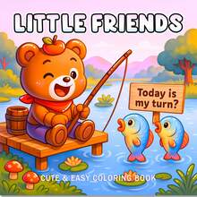 Libro para colorear de 24 páginas con dibujos lindos e interesantes para niños, dibujos relajantes de comportamientos inusuales, pesca en el río, regalo ideal para entusiastas de colorear, adecuado para Año Nuevo, regreso a la escuela, regalos de cumpleaños, artículos de papelería - Mis amigos (comportándose de manera extraña) - Ver 8