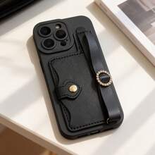 1个时尚腕带卡包 + 简约黑眼设计防摔保护TPU手机壳，兼容 17/17 Pro/17 Air/17 Pro Max//OPPO/Vivo/Redmi系列 - 黑色 - 查看 1