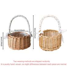 1pc Handwoven Rattan Picnic Basket, Portable Handle Storage Basket, Outdoor Camping & Picnic Essential, Photo Prop Basket, Snack Fruit Organizer, Ideal Gift For Family & Friends,Two Weaving Methods Are Shipped Randomly. - Multicolor - View 10