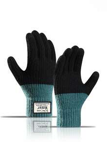 1 Pair Of Thick, Warm, Touch-Screen Compatible, Knitted Outdoor Riding Gloves For Men, Designed For Cold Weather Protection. - Multicolor - View 7