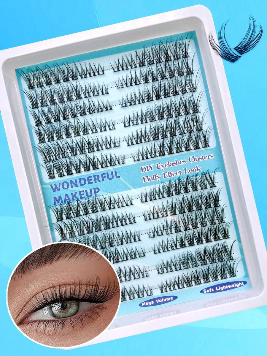 3D Cat Eye DIY Eyelash Extensions, 216 Clusters Natural False Eyelashes, Fine Cluster Lashes, Independent Left And Right Fox Eye Lashes. Natural Appearance, Easy To Apply, Reusable, Comfortable And Lightweight, Providing Salon-Level Curl And Volume |Makeup Tool|