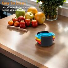 4件套切蛋器，不锈钢丝切蛋器，带塑料防滑底座，多功能厨房工具，可用于切煮鸡蛋、软水果、草莓、蘑菇等，易于清洗 - 彩色 - 查看 2