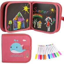 Tablero de Dibujo Portátil para Niños, Pizarrón de Dibujo Borrable de DIY con Tablero de Copia Transparente de una Página, Juguetes de Aprendizaje Temprano para Regalo, Bolígrafos de 12 Colores, Rosa,40968848 - Rosa Fucsia - Ver 1
