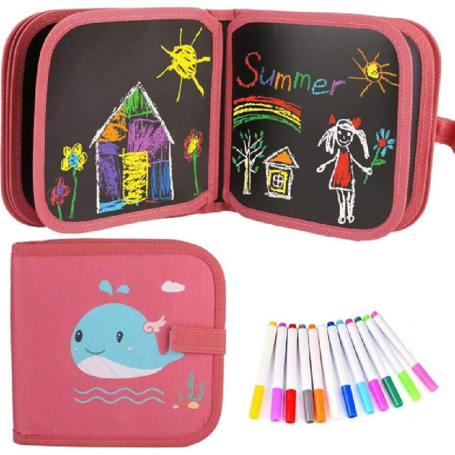 Tablero de Dibujo Portátil para Niños, Pizarrón de Dibujo Borrable de DIY con Tablero de Copia Transparente de una Página, Juguetes de Aprendizaje Temprano para Regalo, Bolígrafos de 12 Colores, Rosa,40968848 - Rosa Fucsia - Ver 1