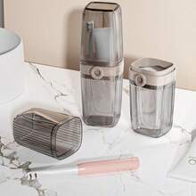 便携式旅行漱口杯和肥皂盒套装，情侣牙刷杯收纳盒（含牙刷和牙膏） - A - 查看 6