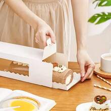 5/10/20个装透明窗口蛋糕卷包装盒，瑞士卷慕斯盒，手持肉松卷毛巾卷蛋糕糕点礼品包装盒，生日节日礼品盒 - 彩色 - 查看 2