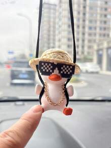 卡通摇摆鸭后视镜吊坠 - 白色 - 查看 2