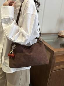 1个女士新款新月形手提包，时尚简约麂皮托特包，适合约会、送礼、通勤、购物 - 咖啡 - 查看 3
