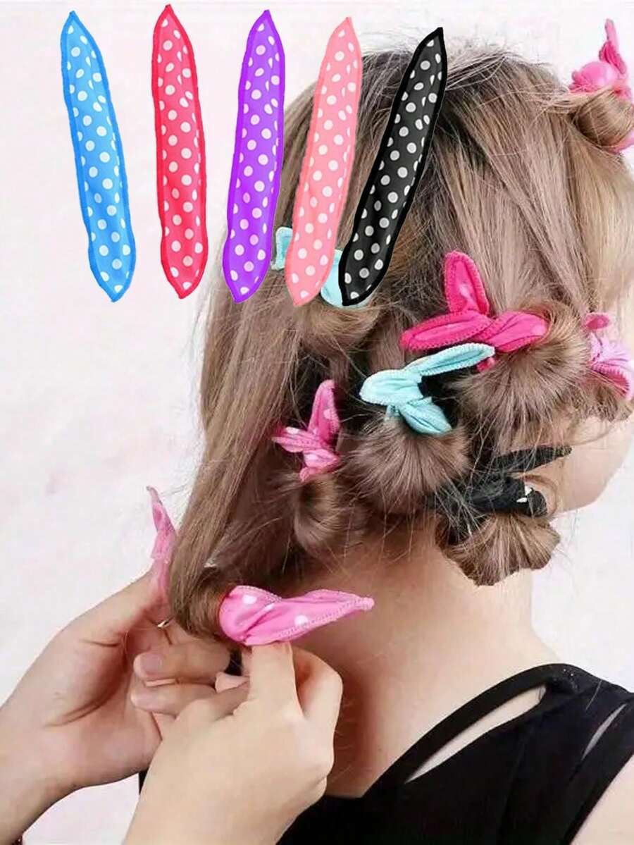 10件套柔软睡眠卷发器套装 - 弹性泡沫和海绵卷发器，适合所有发质的DIY造型和护发工具 - 彩色 - 查看 1