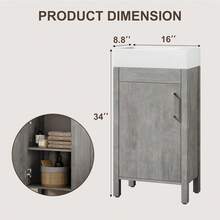 Gris Mueble de Baño Vintage de 41 cm con Lavabo, para Baño - Gris - Ver 6