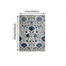 1/3幅复古纺织墙画，蓝色单色挂毯印花帆布画，复古花卉海报，中国风家居装饰，适用于客厅、卧室、餐厅装饰，送她的礼物，可选无框或有框。 - 植物 - 查看 10