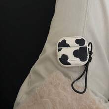 Cow Pattern Black Leopard Print Protective Case Compatible With Apple Pro 3, Suitable Compatible With Airpods Pro 3rd/4th Generation Noise Cancelling Version, 1st/2nd Generation - White - View 3