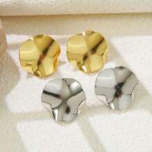 "Women's Gold Earrings With Sculptural Design – Modern Art In Metal Alloy" - AA - Xem 7