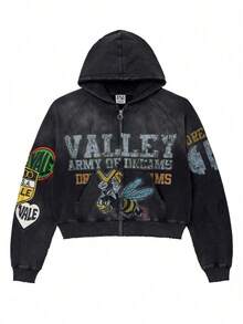 Fashion And Leisure Cross-Border European And American Personalized Street  Brand Y2k Couple Hooded Sweater American Retro Camouflage Printed Zipper Jacket - YN-29 - 查看 2