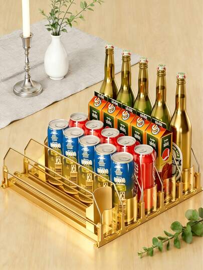 1/2/3 Pezzi Set Dispenser di Bevande per Frigorifero - 310mm (La misurazione manuale può avere un errore di 1-2 cm) Barra doppia regolabile per spingere le bevande, Dispenser automatico per lattine di bibite, Stile a barra bianca, Piastra di separazione a doppio strato migliorata, Con fibbia di posizionamento adatto per frigoriferi, piani di lavoro, armadi e cassetti