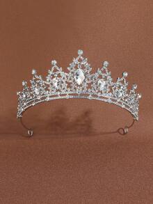 1 pieza Diadema con corona de princesa de cristal, regalo de reina de cumpleaños con rhinestones, corona de celebración de 15 años, accesorio para fiesta de boda y baile de graduación - Dorado - Ver 4