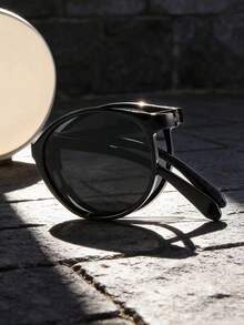 1件/2件装男士时尚椭圆形框架可折叠超轻高端复古眼镜，适合日常外出、驾驶等。 - 彩色 - 查看 3