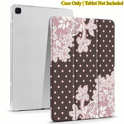 Lace Floral Design With Polka Dots And Soft Colors. This Stylish IPad Case Is Compatible With IPad And Samsungw Tab. Made Of TPU Silicone, It Offers Shock And Drop Protection And A Superior Feel. It's An Ideal Gift For Family, Friends, And Loved Ones, And A Perfect Choice