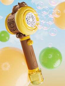 Kids Bubble Wand Set, 4 Animal Designs,Dinosaur ,Rabbit,Unicorn&Bear MachineBubble Toy, 8-Hole Bubble Maker,Green And Yellow,One-Click, Waterproof, With Extra Bubble Solution (Bear Bubble Wand Machine) - Brown - View 7