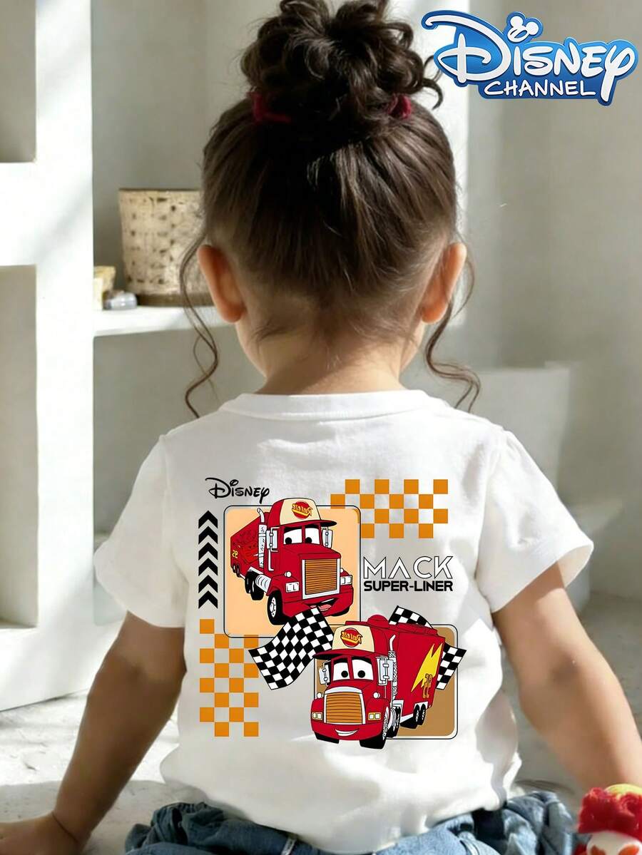 This Disney Cars-Themed T-Shirt, Featuring A Simple And Casual Design With A Round Neckline And Short Sleeves, Is Designed For Both Baby Boys And Girls And Is Ideal For Summer Wear. - White - View 1