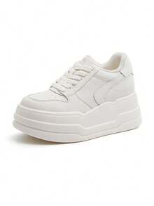 CAMEL CROWN Women's Outdoor Casual Board Shoes, Fashion Thick Bottom Inner Height Increasing Board Shoes Hundreds Of Casual Slip On Shoes Small White Shoes - Beige/white - View 1