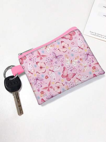 5.5"X4.1" Multi-Functional Pouch, Printed Coin Purse, Card Holder, Zipper Clutch Designed For Girls, Cute Oxford Cloth, Easy To Clean, Suitable For School, Outdoor Activities, Home Use