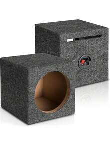 6.5 Inch Grey Carpeted Speaker Box Enclosure With Port, DIY Car Or Truck Audio Custom Subwoofer Box - A - View 8