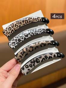 4pcs Vintage Leopard Print & Banana Clip Hair Accessories, Elegant Fashion Hair Clips Suitable For Daily Wear, Decorate Ponytail, Women Hair Accessories, Women Gifts,Festival,Party - Multicolor - View 8