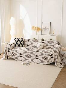 1件装毛绒沙发巾,奢华简约沙发套,防滑防尘防刮沙发保护垫,适用于客厅、卧室、办公室、书房等场所的装饰。 - 咖啡棕 - 查看 4