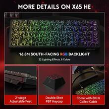 ATTACK SHARK X65 HE 有线快速触发磁力开关 65% 机械游戏键盘，霍尔效应顶部 RGB 热插拔灯效，可调节触发键程，8kHz 轮询率，PBT 键帽，适用于 Windows/PC 系统 - 彩色 - 查看 7