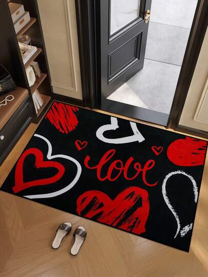 1 pezzo Tappeto in velluto a forma di cuore, antiscivolo, resistente all'usura, isolante acustico, morbido e delicato sulla pelle, facile da pulire, zerbino da interno, tappeto per soggiorno, tappeto per camera da letto, tappetino da bagno, tappeto lavabile, decorazione per la casa, decorazione per il pavimento, protezione per il pavimento, San Valentino