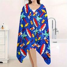 1件卡通图案浴巾/沙滩巾 - 速干面料，轻便柔软，适合浴室、游泳、露营、健身、旅行和瑜伽 - 理想的旅行伴侣和健身毛巾。 - 彩色 - 查看 3