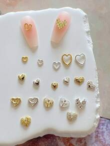 30PCS/ Nail Art Alloy Accessories Heart Peach Metal 3D Embellishments - Multicolor - View 3