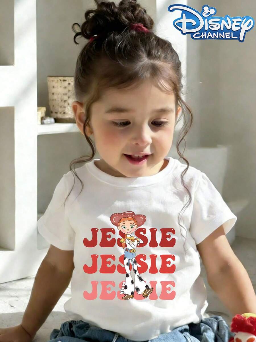 This Disney Toy Story Jessie The Cowgirl-Themed Casual And Simple Crew-Neck Short-Sleeved T-Shirt Is Designed For Both Baby Boys And Girls, Making It An Ideal Choice For Summer Wear. - 白色 - 查看 1