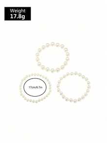3pcs/Set Cute Princess Style Pearl Bracelet Set, Simple Jewelry For Students Back To School - Multicolor - View 6