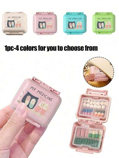 Mini 6-Grid Portable Medicine Box, Medicine Storage Box, Travel Pill Case, Printed With "My Medicine Bag" And Pills Patterns 6-Grid Small Medicine Box, Pill Packaging Sealed Storage Box, 6-Day Weekly Storage Box, First Travel Pill Storage Box, Daily Vitamin Pill Box, Pocket Medicine Box Storage Box, Charm Storage Box,Essential For Families, Essential For Travel