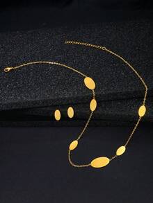 Conjunto de joyas para mujer con colgante ovalado, collar y aretes, regalo para el Día de San Valentín, cumpleaños de la madre, aniversario, graduación, para ella, fiesta, citas, regreso a la escuela, colección de joyas de temporada - Multicolor - Ver 4