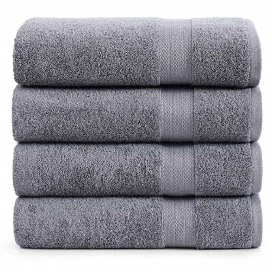 LANE LINEN Toallas de Baño Grandes para - 100% Algo uego 4 Secado Rapido Tamaño Grande otel 28x 54 Gris F - 01 Gris frío - Ver 1