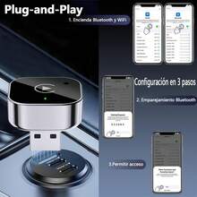 Kammoy Mini Adaptador inalámbrico CarPlay y Android Auto 2026, Adaptador inalámbrico CarPlay 2 en 1 CarPlay Plug & Play con Puerto USB/USB-C, Conexión WiFi o Bluetooth (Negro) - A - Ver 2