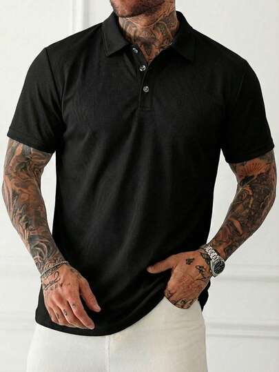 1pc Men's Casual Fashionable Polo Shirt, Suitable For Gym Workout And Sports