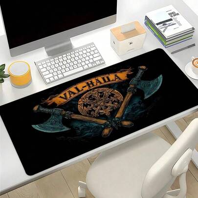 وسادة فأرة ذات تصميم فني رائع بموضوع فايكنغ. - حجم كبير لوحة المفاتيح والفأرة، يمكن استخدامها كواقي للمكتب أو حصيرة للدراسة أو وسادة للوحة المفاتيح. متوفرة بأحجام متعددة، 15.7*35.4 بوصة (40*90 سم).