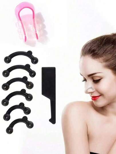 7件套硅胶鼻夹增高器 - 美鼻夹 - 鼻梁提拉塑形器，鼻夹塑形器，鼻提拉胶带，美容配件，面部轮廓修饰，隐形塑形，无缝设计，耐用夹子，柔韧设计，面部提拉工具，美容用户，自我护理必备，鼻子