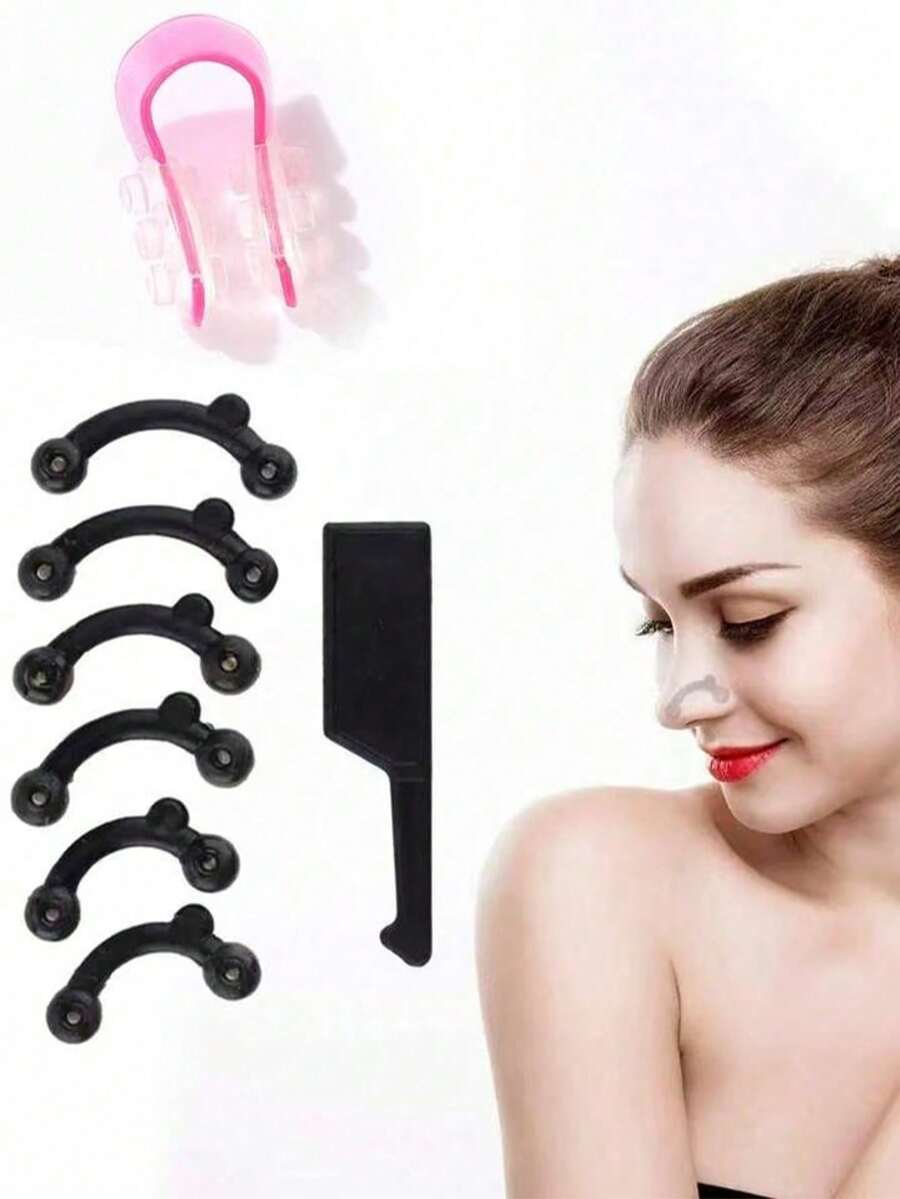 7件套硅胶鼻夹增高器 - 美鼻夹 - 鼻梁提拉塑形器，鼻夹塑形器，鼻提拉胶带，美容配件，面部轮廓修饰，隐形塑形，无缝设计，耐用夹子，柔韧设计，面部提拉工具，美容用户，自我护理必备，鼻子 - 彩色 - 查看 1