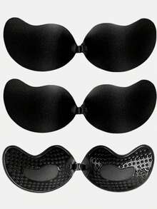 1/2/4 Pcs Reusable Sticky Silicone Front Closure Bras, Breathable & Skin-Friendly Cups, Suitable For A-D Cups, Deep V Backless Dresses