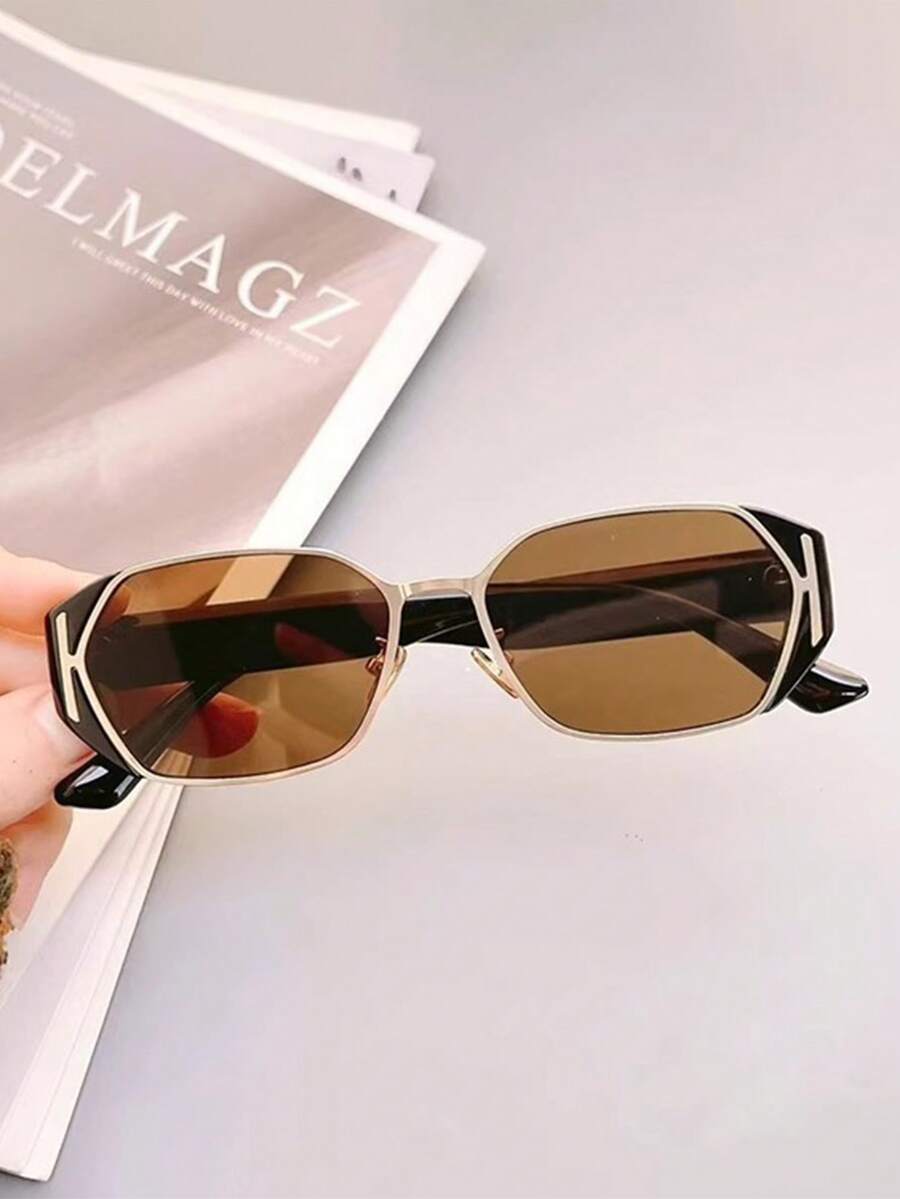 1副新款韩版小冰块造型时尚眼镜，方形镜框，显瘦，时尚高端 - 多 - 查看 1