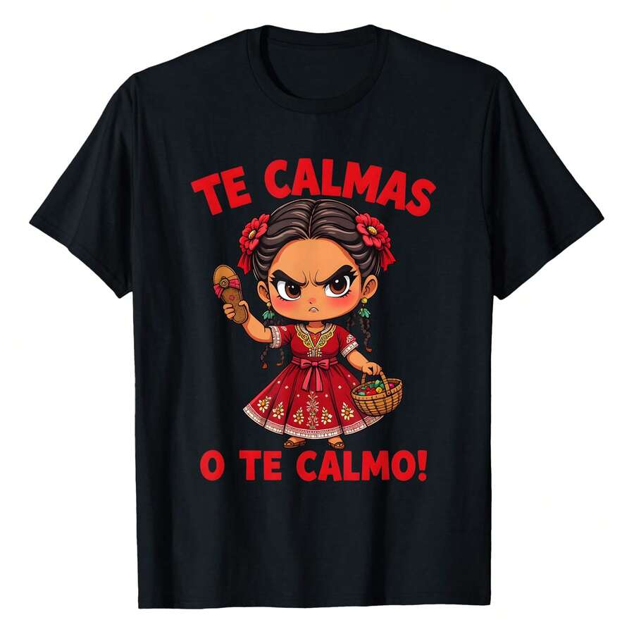 Happy Mothers Day Mexican Spanish Mom Te Calmas O Te Calmo T-Shirt Men's Crew Neck Short Sleeve T-Shirt - Classic Fit Basic Tee For Casual Daily Wear & Work - Black - View 1