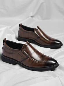 Men's Brogue Business Loafers, Slip-On Formal Shoes, Groom's Wedding Shoes, Office Work Shoes, Daily Commuting Shoes, Soft And Comfortable Men's Shoes, High-End Texture Shoes, Classic Men's Shoes, Korean-Style Men's Shoes, Handsome Youth Shoes, Middle-Aged Dad Shoes, Four-Season Men's Shoes, Simple And Versatile Shoes, Stylish Low-Top Shoes, Comfortable Work Shoes - 棕色 - 查看 3