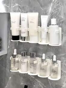 Wall Mounted Cosmetics Storage Rack For Bathroom Organization - No-Drill Installation Hanging Shelf For Kitchen & Bathroom Organization Spice Jar Storage Shelf Room Home Bathroom Decor Bathroom Kitchen Dorm Room Essentials College - Multicolor - View 5