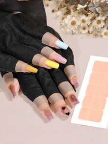 1Pair Anti UV Gloves Gel Professional,Nail Tools Anti-Ultraviolet UV Gloves Sun Black Half Exposed Fingertips Phototherapy Gloves Short Section Wth Tape, Protection Gloves For Manicures Protect Hands - Multicolor - View 1