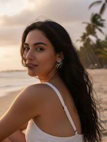 imoli Sun Design Stud Earrings - Silver - View 2